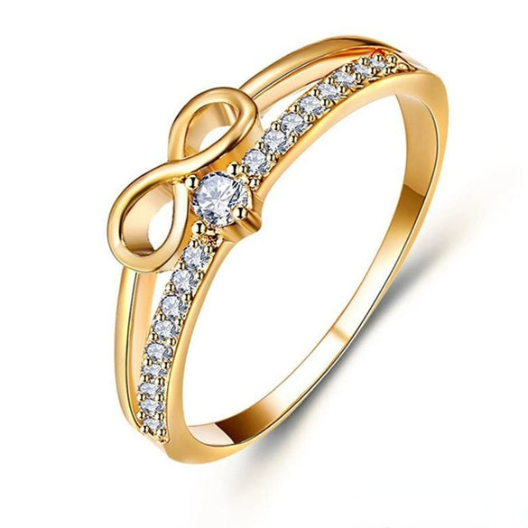Women's Copper Geometric Style Zircon Inlaid Rose Gold Plated Bracelet And Ring