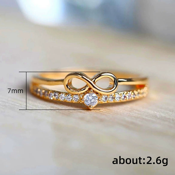 Women's Copper Geometric Style Zircon Inlaid Rose Gold Plated Bracelet And Ring