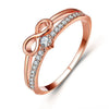 Women's Copper Geometric Style Zircon Inlaid Rose Gold Plated Bracelet And Ring