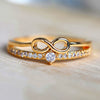 Women's Copper Geometric Style Zircon Inlaid Rose Gold Plated Bracelet And Ring