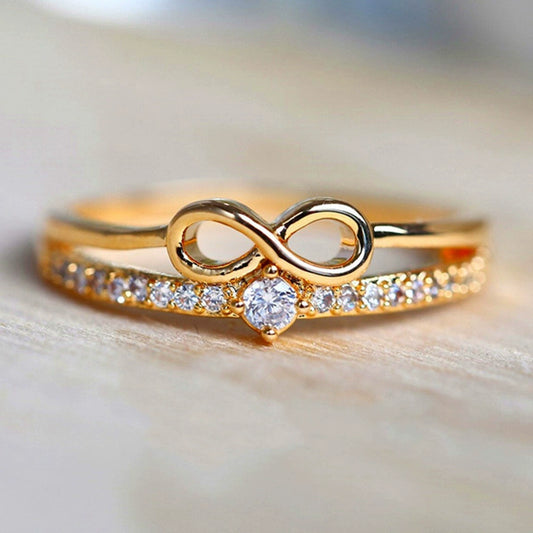 Women's Copper Geometric Style Zircon Inlaid Rose Gold Plated Bracelet And Ring