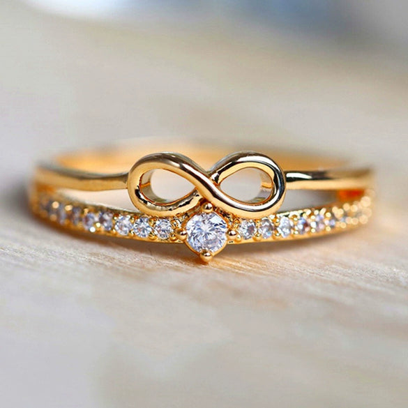 Women's Copper Geometric Style Zircon Inlaid Rose Gold Plated Bracelet And Ring