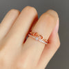 Women's Copper Geometric Style Zircon Inlaid Rose Gold Plated Bracelet And Ring