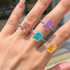 Women's Copper Geometric Sugar Cube Ring With Zirconia