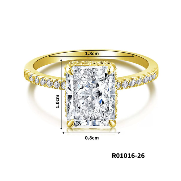 Women's Copper Geometric Sugar Cube Ring With Zirconia