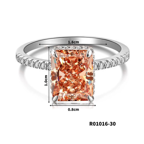 Women's Copper Geometric Sugar Cube Ring With Zirconia