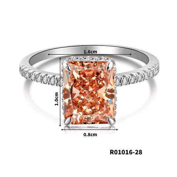 Women's Copper Geometric Sugar Cube Ring With Zirconia