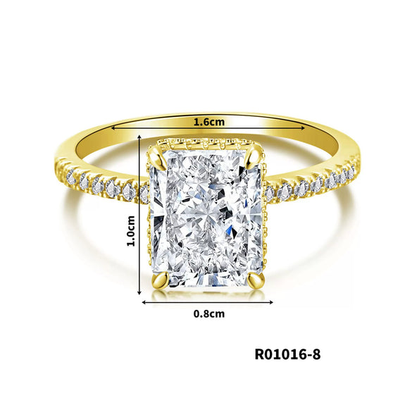 Women's Copper Geometric Sugar Cube Ring With Zirconia