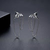 Women's Copper Geometric Tassel Chain Drop Earrings With Zircon Inlay And Electroplated Finish