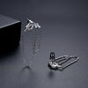 Women's Copper Geometric Tassel Chain Drop Earrings With Zircon Inlay And Electroplated Finish