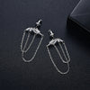 Women's Copper Geometric Tassel Chain Drop Earrings With Zircon Inlay And Electroplated Finish