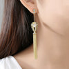 Women's Copper Geometric Tassel Pendant Earrings With Zircon Inlay Electroplated Elegant Sweet Fairy Style