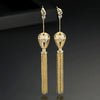 Women's Copper Geometric Tassel Pendant Earrings With Zircon Inlay Electroplated Elegant Sweet Fairy Style