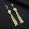 Women's Copper Geometric Tassel Pendant Earrings With Zircon Inlay Electroplated Elegant Sweet Fairy Style