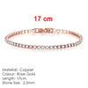 Women's Copper Geometric Tennis Bracelet With Full Crystal And Round Zircon Inlay Electroplated Fashion Stacked Chain Bracelet