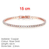 Women's Copper Geometric Tennis Bracelet With Full Crystal And Round Zircon Inlay Electroplated Fashion Stacked Chain Bracelet