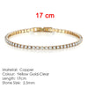 Women's Copper Geometric Tennis Bracelet With Full Crystal And Round Zircon Inlay Electroplated Fashion Stacked Chain Bracelet