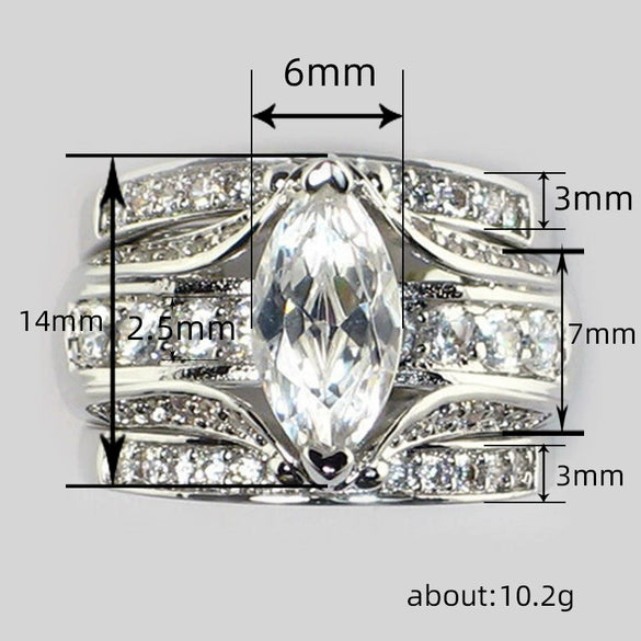 Women's Copper Geometric Three Ring Set Inlaid Zircon Ring