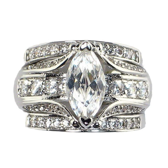 Women's Copper Geometric Three Ring Set Inlaid Zircon Ring