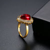Women's Copper Geometric Water Drop Zircon Statement Ring With Fashionable Contemporary Design