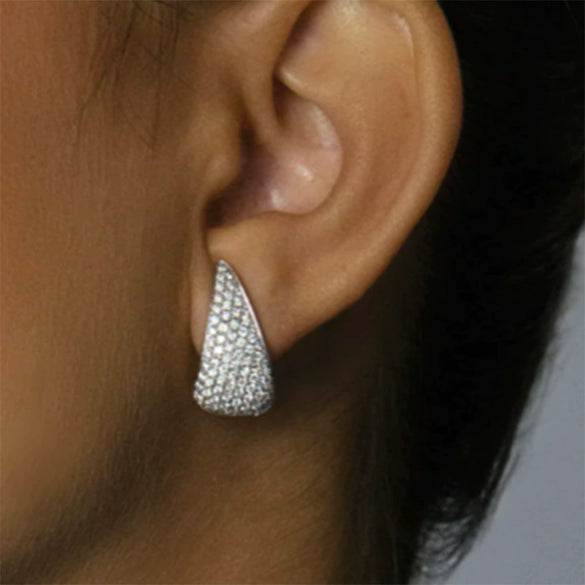 Women's Copper Geometric Water Drop Zirconia Earrings Chic Minimalist Style