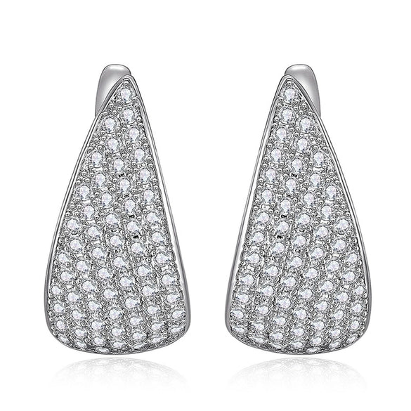 Women's Copper Geometric Water Drop Zirconia Earrings Chic Minimalist Style