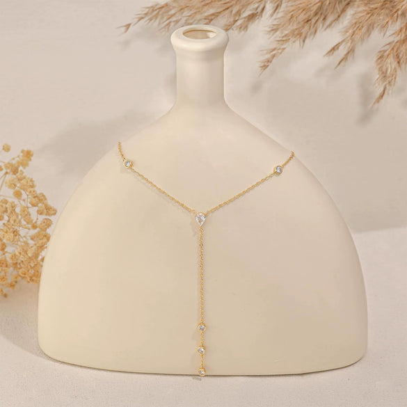 Women's Copper Geometric Y Chain Necklace With Electroplated Finish And Stylish Minimalist Design