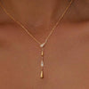 Women's Copper Geometric Y Chain Necklace With Electroplated Finish And Stylish Minimalist Design