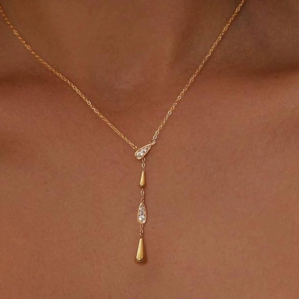 Women's Copper Geometric Y Chain Necklace With Electroplated Finish And Stylish Minimalist Design