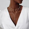 Women's Copper Geometric Y Shaped Necklace With Electroplated Finish Elegant Minimalist Fashion Jewelry