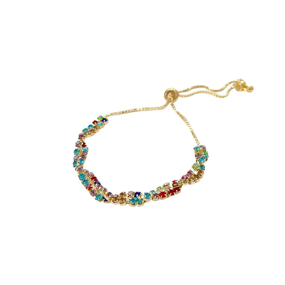 Women's Copper Geometric Zircon Bracelet With Electroplating Light Luxury Niche Design