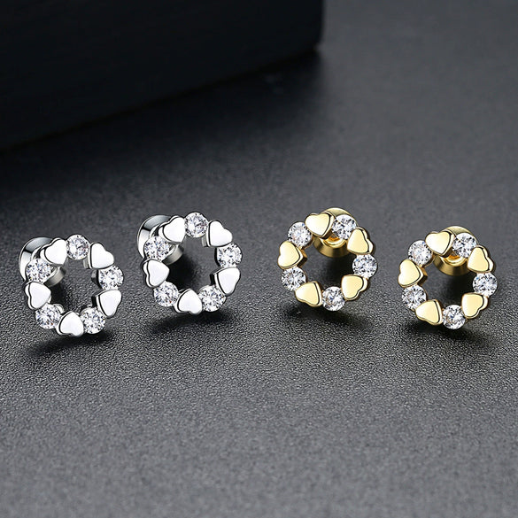 Women's Copper Geometric Zircon Earrings Electroplated Fashion Simple Elegant Jewelry