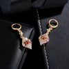 Women's Copper Geometric Zircon Earrings Natural Style Electroplated Dangle Earrings With Color Accents