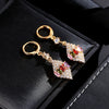 Women's Copper Geometric Zircon Earrings Natural Style Electroplated Dangle Earrings With Color Accents