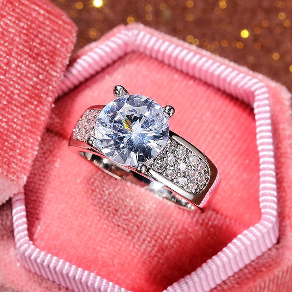 Women's Copper Geometric Zircon Gem Ring