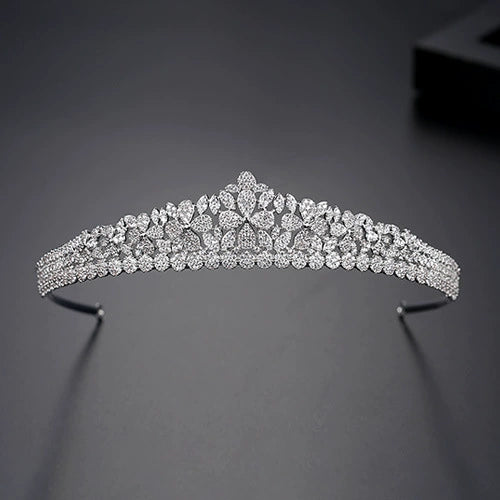 Women's Copper Geometric Zircon Hair Hoop Crowninspired Bridal Headwear For Weddings And Beauty Pageants