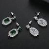 Women's Copper Geometric Zircon Inlaid Earrings With Electroplated Finish Fashion Jewelry For Bridal And Formal Wear Wholesale