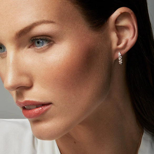 Women's Copper Geometric Zircon Inlaid Earrings