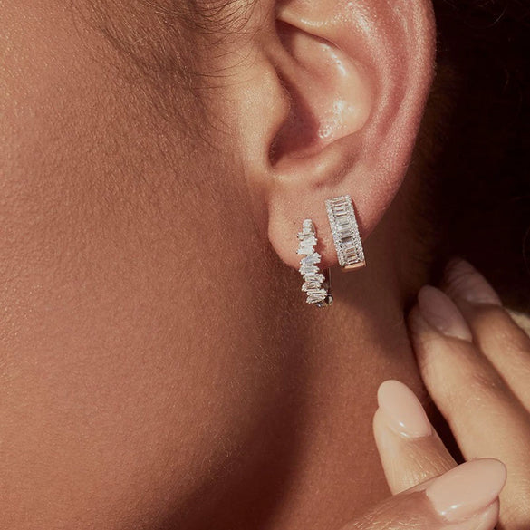 Women's Copper Geometric Zircon Inlaid Earrings