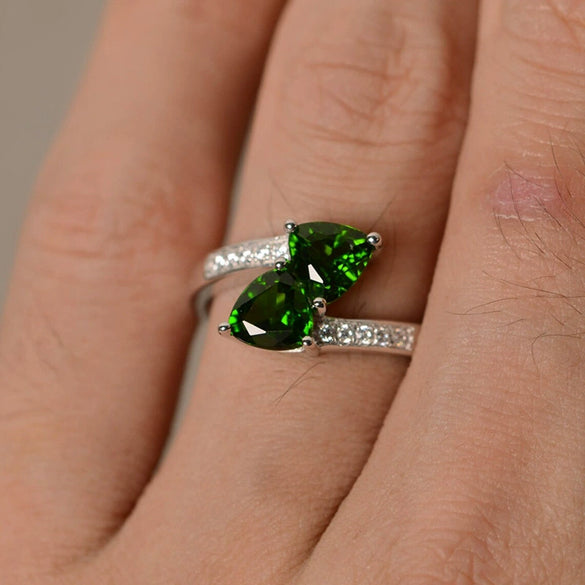 Women's Copper Geometric Zircon Inlaid Swing Arm Design Ring