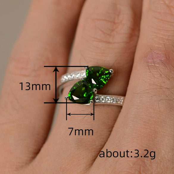 Women's Copper Geometric Zircon Inlaid Swing Arm Design Ring