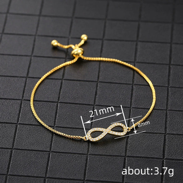 Women's Copper Geometric Zircon Microinlaid Elegant Bracelet