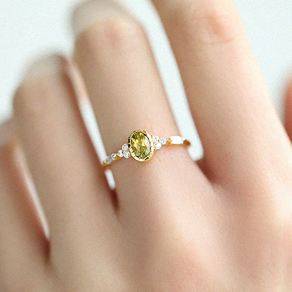 Women's Copper Geometric Zircon Ring Light Luxury Style