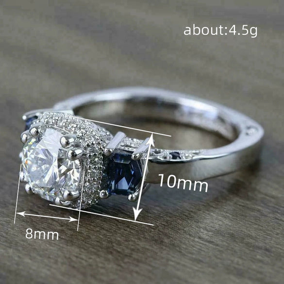 Women's Copper Geometric Zircon Ring With Moderate Ancient Design And Advanced Sense
