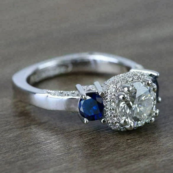 Women's Copper Geometric Zircon Ring With Moderate Ancient Design And Advanced Sense