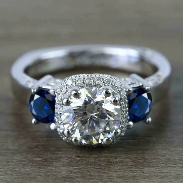 Women's Copper Geometric Zircon Ring With Moderate Ancient Design And Advanced Sense