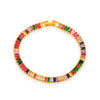 Women's Copper Geometric Zirconia Claw Chain Bracelet With Colorful Full Pavé Style And Rice Bead Design