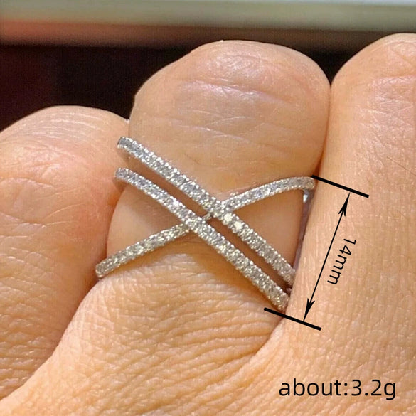 Women's Copper Geometric Zirconia Ring For Daily Fashion Matching