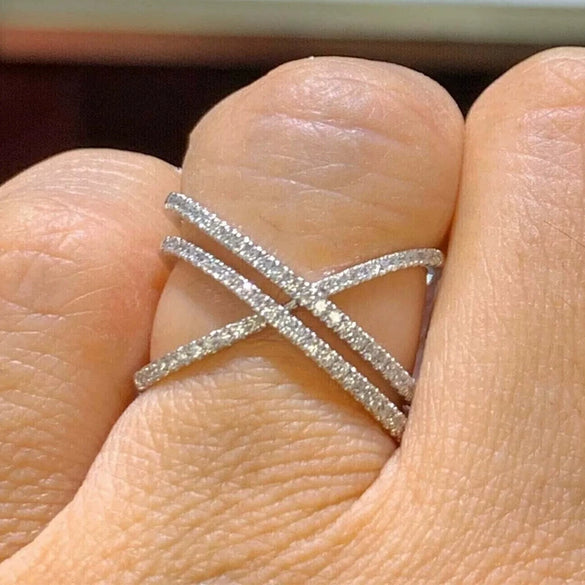 Women's Copper Geometric Zirconia Ring For Daily Fashion Matching