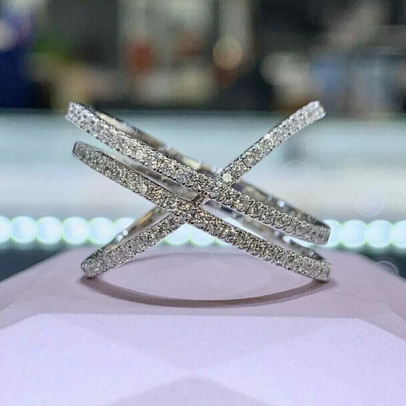 Women's Copper Geometric Zirconia Ring For Daily Fashion Matching